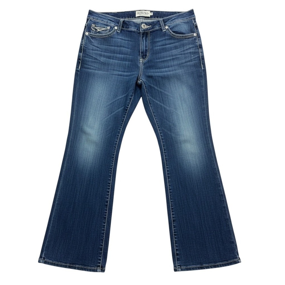 Ariat Womens Jeans 24WR REAL Bootcut Blue Cotton Blend Mid Rise Thick Stitch